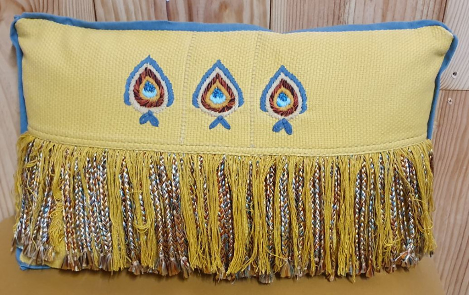 Coussin Jaune à franges