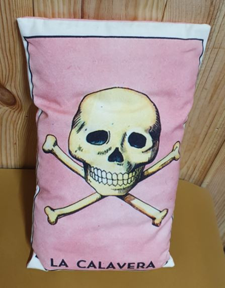 Coussin Tête de mort rose