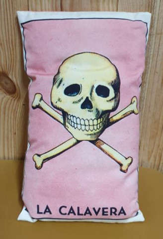 Coussin Tête de mort rose